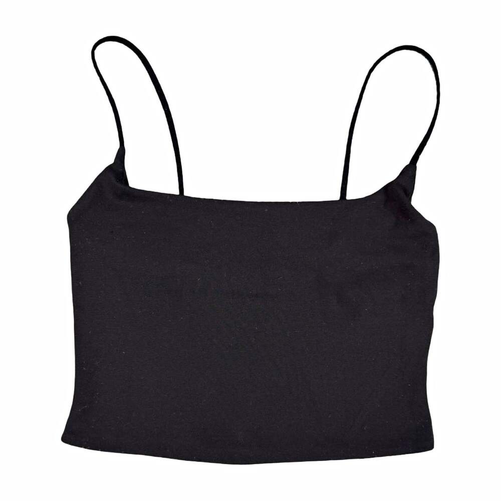 Babaton Women's Black Solid Cropped Spaghetti Strap Camisole Top XS
